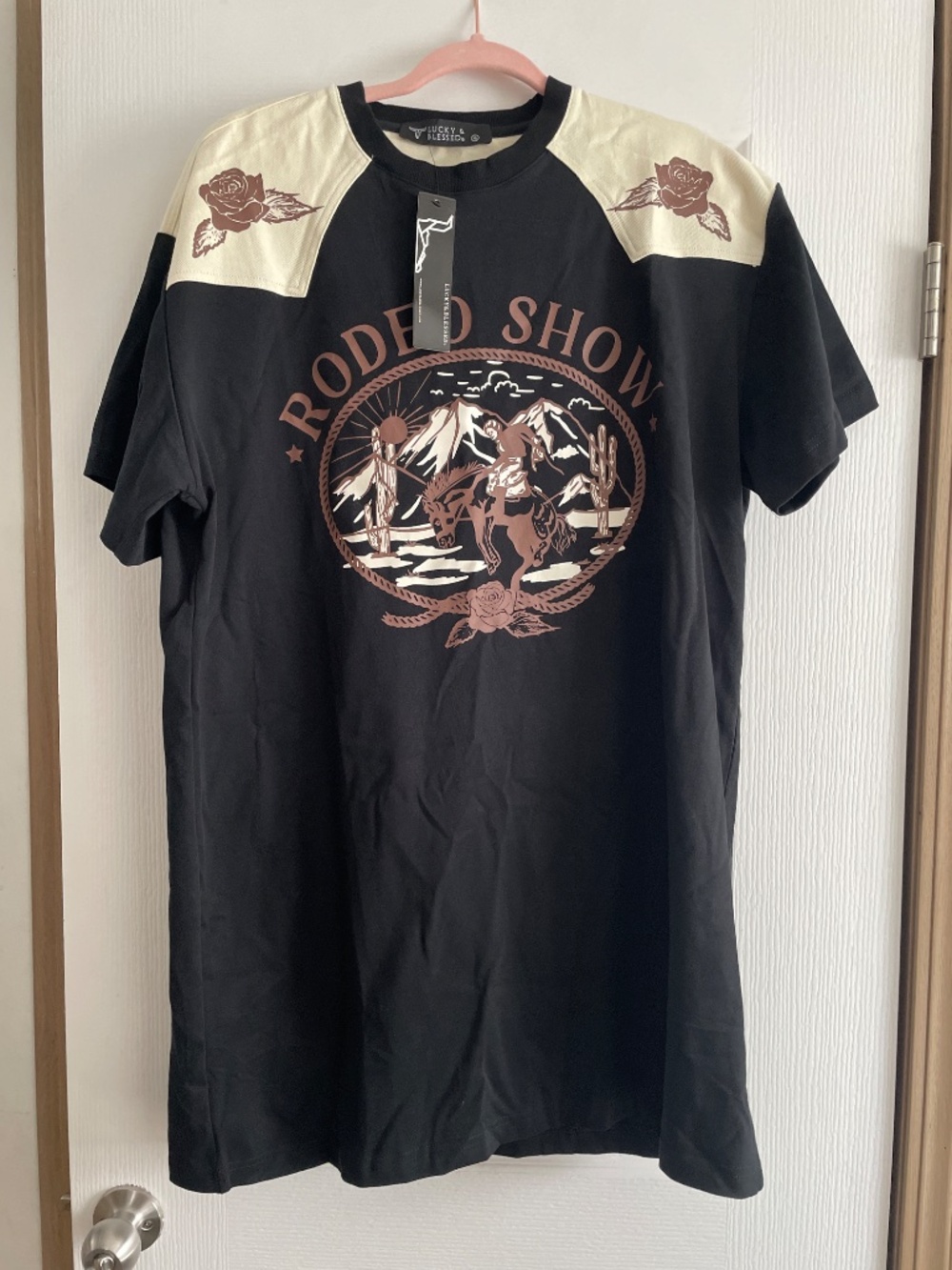 Lucky & Blessed Rodeo Embroidered & Printed Western T-Shirt Dress